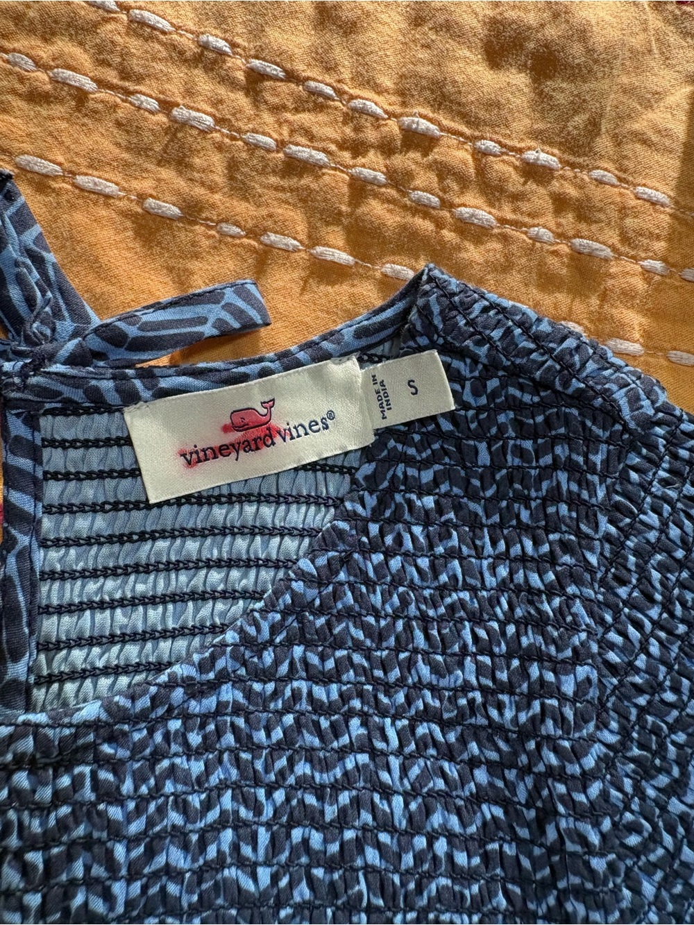 Vineyard Vines Blue Patterned Smocked Camisole